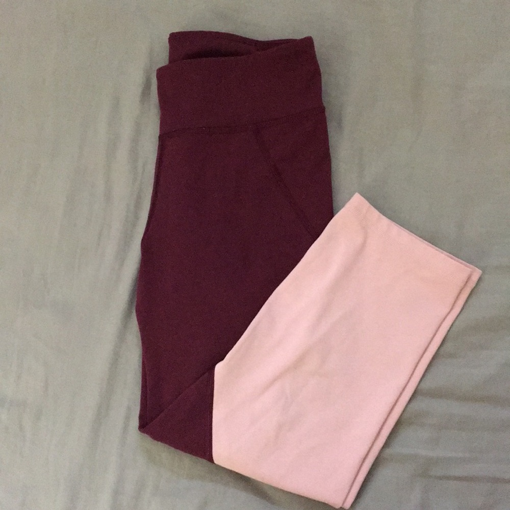 Maroon and pink Capri  leggings